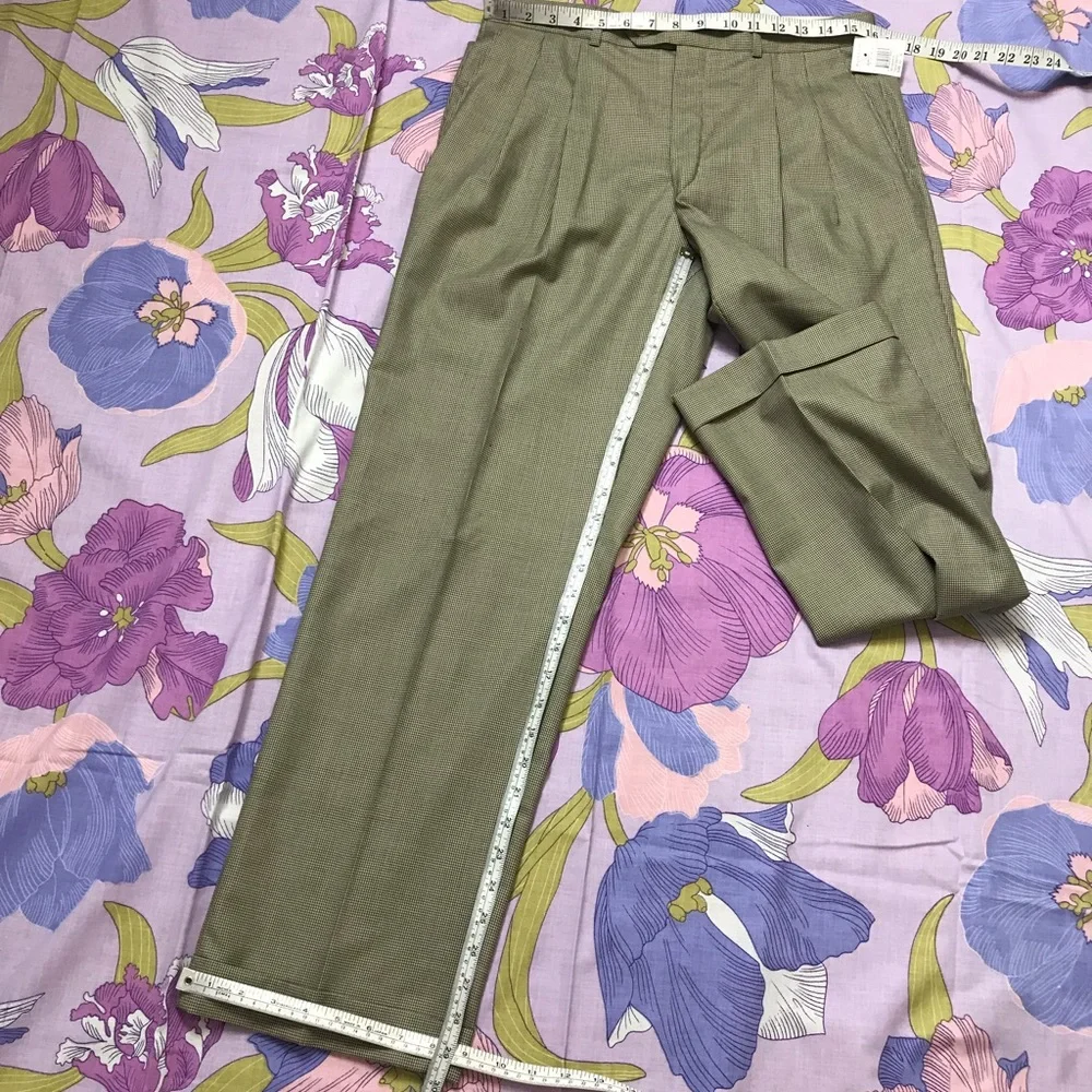 NWT Ralph Lauren Men’s Wool Trouser Pleated front Tan/Ivory suit pants
